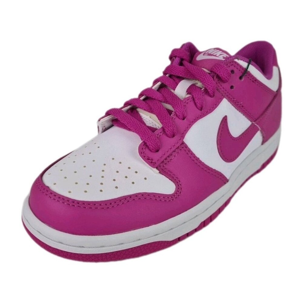 Nike Dunk Low BG White-Fuchsia Girls Sneakers SZ 5.5Y = 7 Womens - Picture 2 of 9